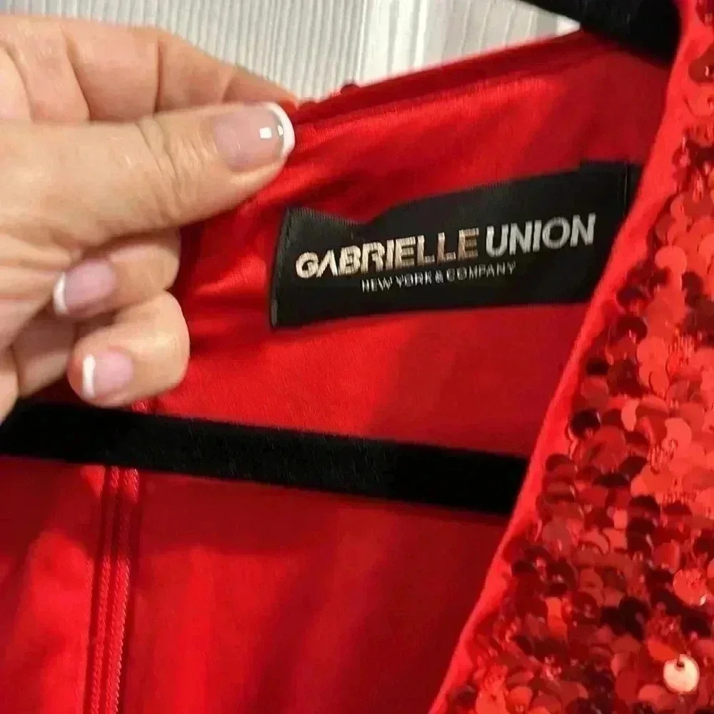 New York and Co Gabrielle Union red sequence dress size extra small - Picture 3 of 6